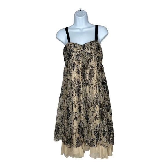 Diane Von Furstenberg Dress Womens 6 A Line Lace Mesh Velvet Straps Whismigoth - Picture 1 of 15